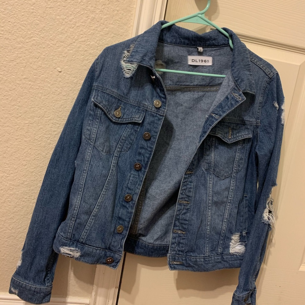 DL1961 ripped denim jean jacket